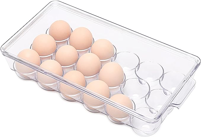 18 Eggs Holder for Refrigerator, Clear Egg Container for Fridge, Kitchen