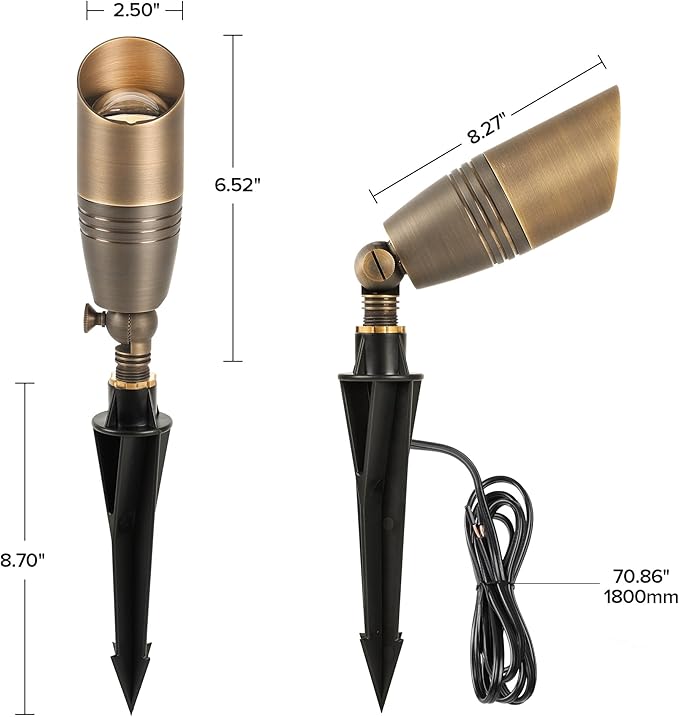 LUTEC Solid Brass Low Voltage Landscape Lighting, 12V Heavy Duty Waterproof
