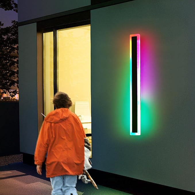Mikeru Modern Outdoor Light Fixture, 31.4inch Modern RGB Outdoor Wall Light