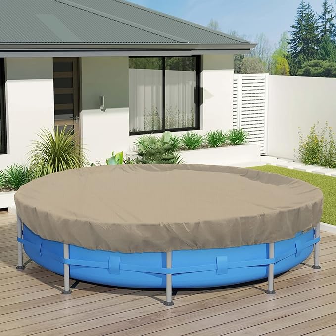 ECOOPTS 17 ft Round Pool Cover for Above Ground Pools, Swimming Pool Cover Protector Winter Safety Cover (Sand)