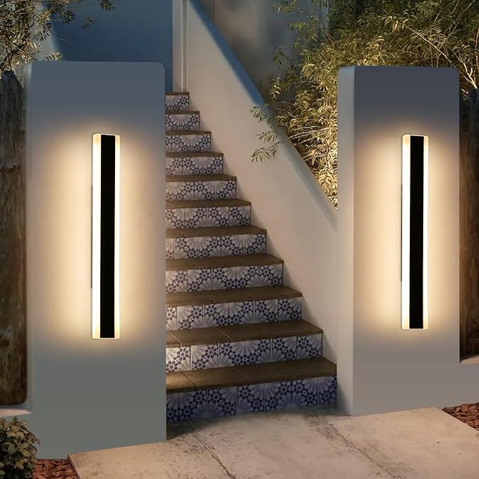 Mikeru 2pack 23.6inch Modern Outdoor Wall Light Fixtures, 3000K Exterior Lights