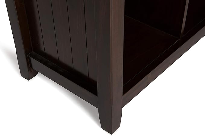 SIMPLIHOME Acadian Bookcase - 57 inch Tall 12-Cube Solid Wood Storage Display Unit in Brunette Brown, Transitional Cube Organizer for Living Room or Office with Fixed Shelves and Tapered Legs