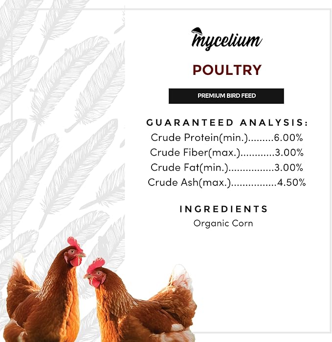 Mycelium Premium Corn – Organic, Non-GMO, High Nutritional Value Poultry Food for Chickens, Ducks & Turkeys, Sourced from Local USA Farms, Sustainable Farming, 5 lbs