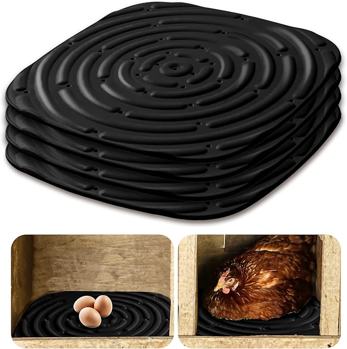 Skimzy Chicken Nesting Box Pads, 12 x 12 in Washable Reusable Nest Box Liners, 6-Pack, Breathable Drainage Design, Black