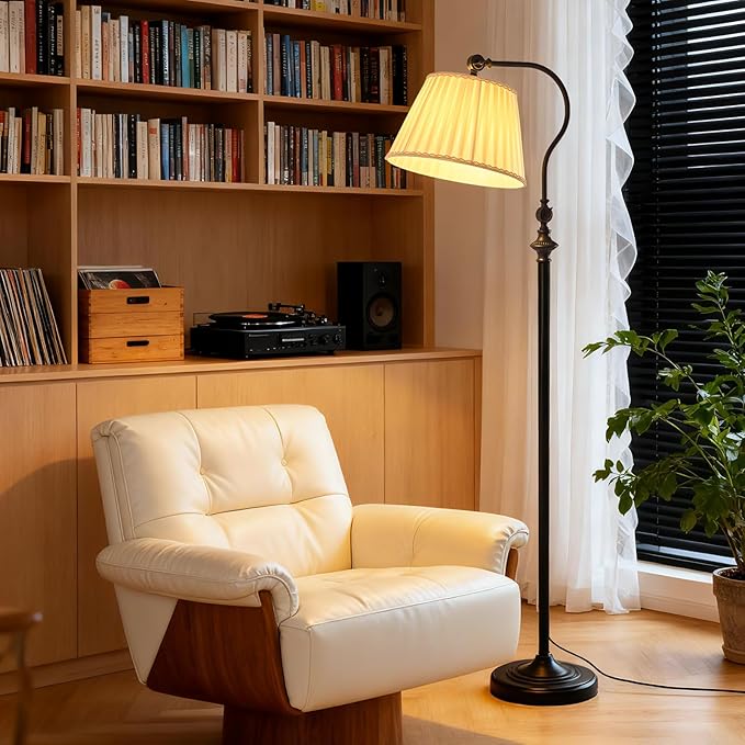 Floor Lamp with Fabric Shade, 12W Smart Remote and Bluetooth Dimmable, Standing