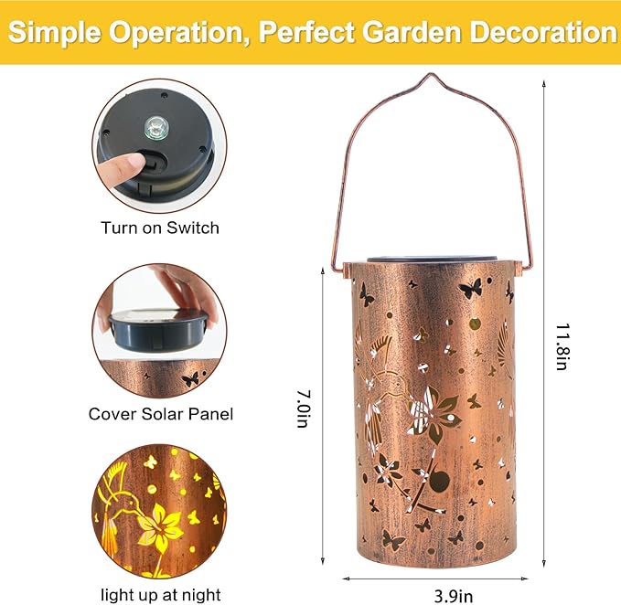 4 Pack Solar Lanterns Outdoor Waterproof Hummingbirds Birthday Gifts