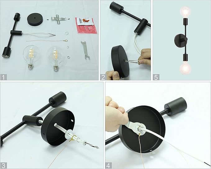 XiNBEi Lighting 2-Light Black Bathroom Lighting Over Mirror, Modern Sconces