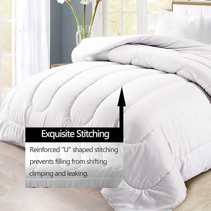 LUVIVIHOME 2PCS Merry Christmas Comforter Set Twin Size, Boys Girls Kids Bedding, White Quilt, Funny Cute Cartoon Santa Claus Elf Owl Elk Reindeer Squirrel Xmas Christmas Bedroom Decor, 1 Pillow Sham