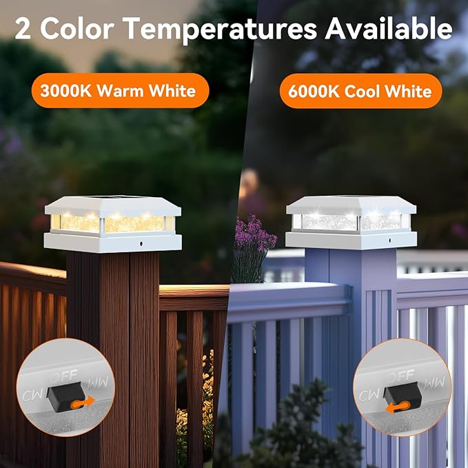 8-Pack Solar Post Cap Lights Outdoor, Waterproof Solar Powered Deck Lights