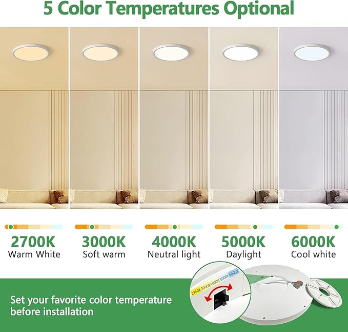 6PK 15.8 Inch Dimmable LED Flush Mount Ceiling Light,