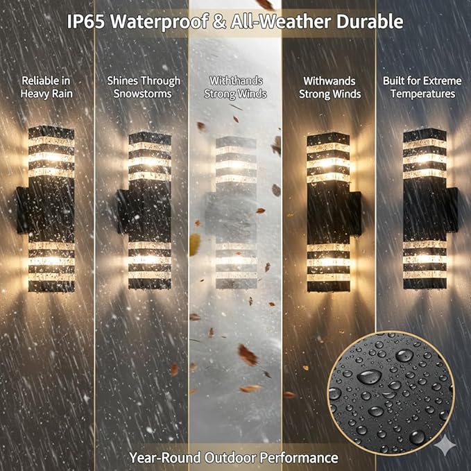 2Pack 15inch LED Up and Down Wall Lights, 18W Outdoor Wall Light Aluminum Body
