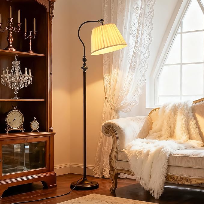 Floor Lamp with Fabric Shade, 12W Smart Remote and Bluetooth Dimmable, Standing