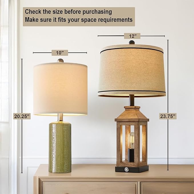 20.25" Small Single Table Lamp for Bedroom Modern Ceramic Nightstand Lamp