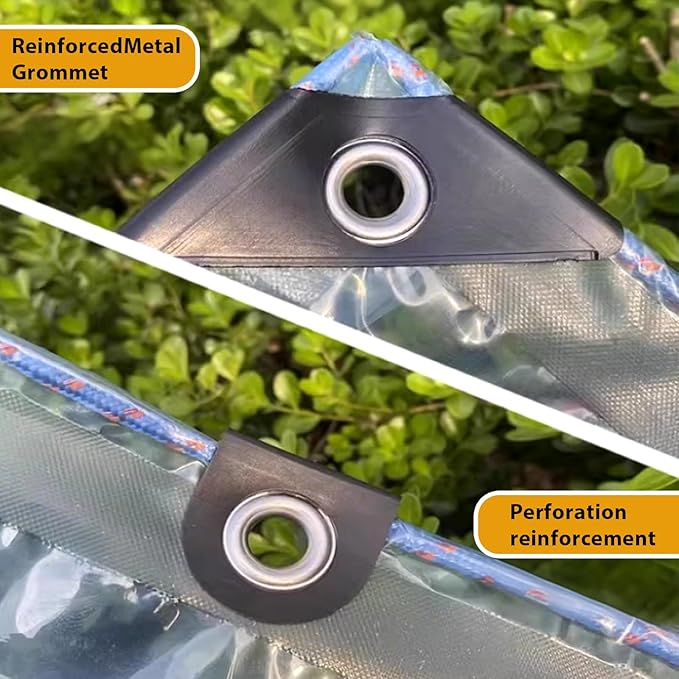 Clear Tarp Waterproof 5.5x15.4 ft Tarps Plastic Tarp with Grommets Clear Vinyl Tarps for Outdoor Patio Enclosure Chicken Coop Cover Waterproof Transparent Tarpaulin for Porch Greenhouse Plant
