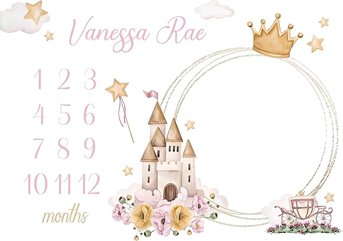 OLIVE OLIVIA Personalized Monthly Baby Milestone Blanket, Baby Months Blanket, Perfect Custom Newborn Gifts,30"x40"