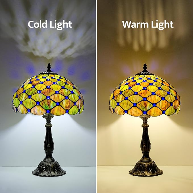 Tiffany Lamp Gradient Green Stained Glass Table Lamp Desk Bedside Reading Light