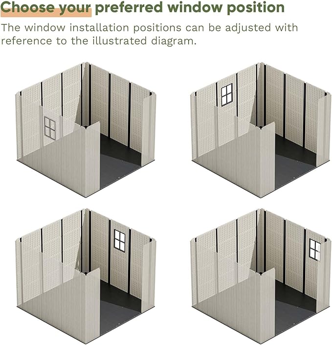 Patiowell 8x8 FT Outdoor Storage Shed, Plastic Shed Resin Garden Tool Shed with Floor & Window & Lockable Door for Patio Furniture, Backyard Tools, Bicycles & Lawnmower, Beige