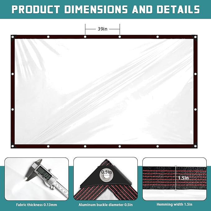 Tarps Heavy Duty Waterproof - 10x12 Clear Vinyl Tarp with Grommets for Outdoors Large Plastic Tarpaulin for Greenhouse Patio Porch Cover Chicken Coop Covers