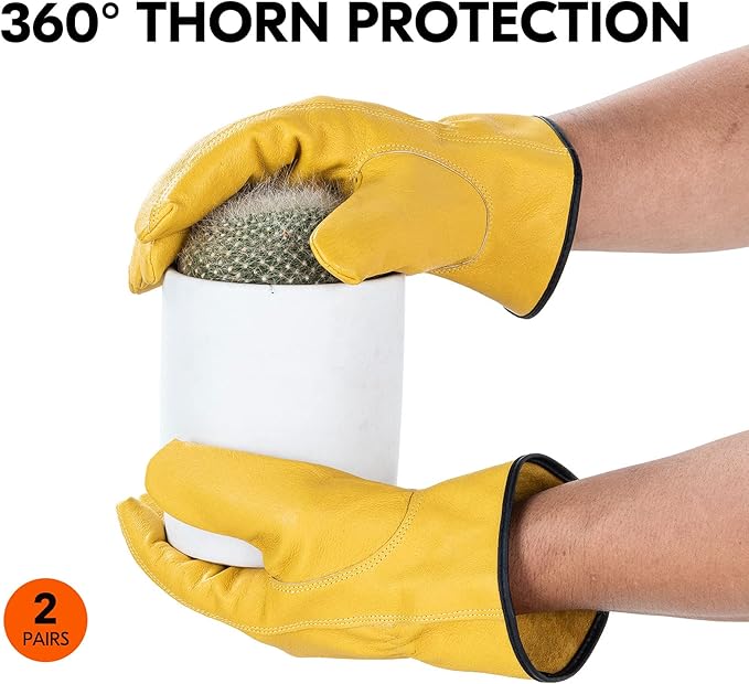 Vgo... 2-Pairs Unlined Men's Pigskin Leather Work Gloves, Drivers Gloves (Size L, Gold, PA9501)