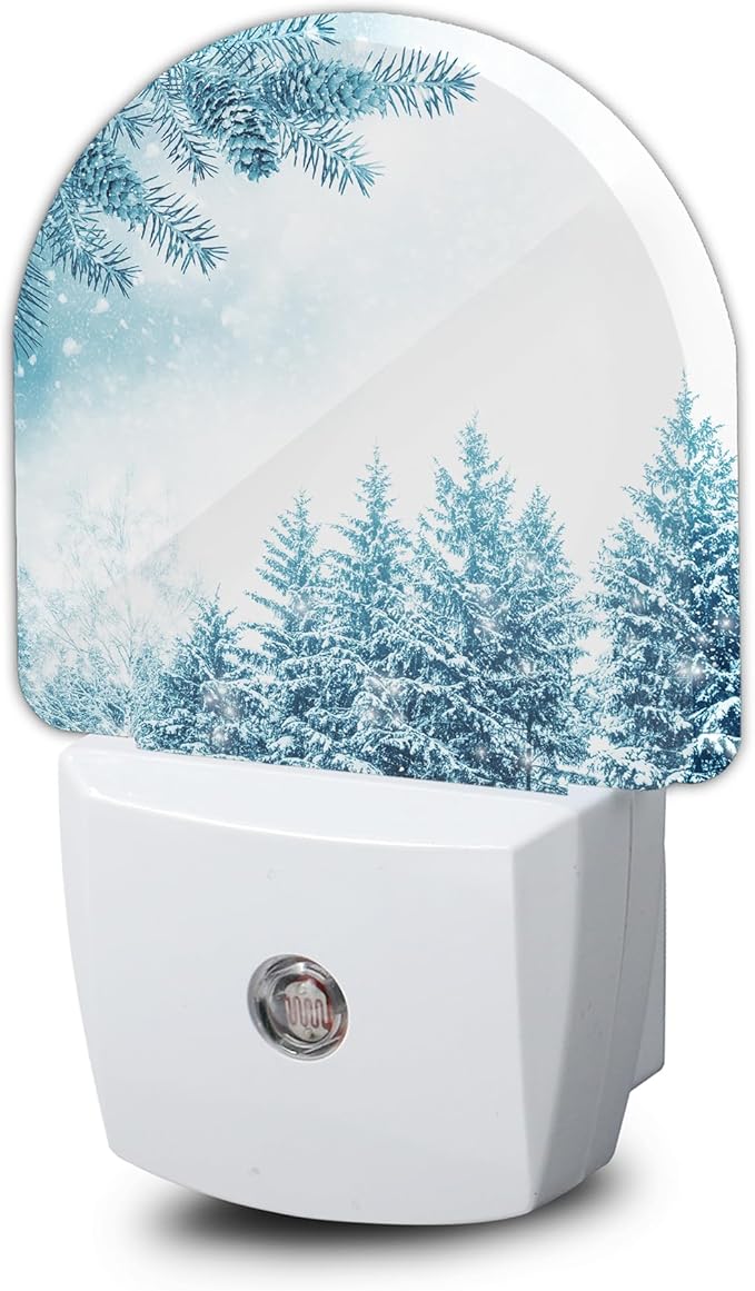 Snowflakes Winter Night Light, Pine Forest Night Light Plug into Wall