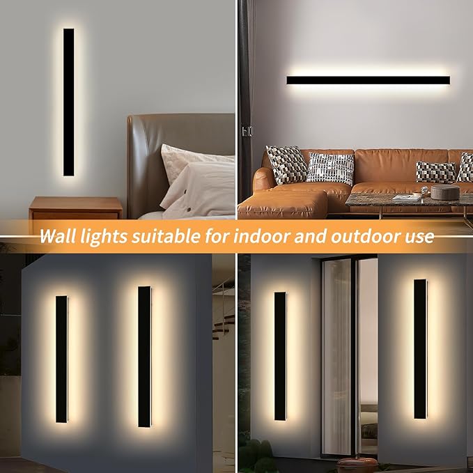 Mikeru 47.2" 2Pack Outdoor Wall Sconce 3000K Warm White