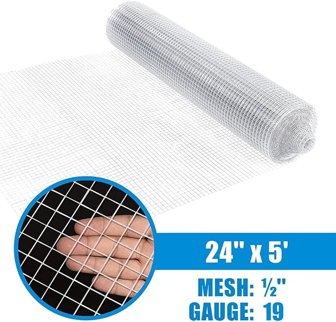 Fencer Wire 19 Gauge Hot-Dipped Galvanized Hardware Cloth with Mesh Size 1/2" x 1/2" for Chicken Coop/Run/Cage/Pen/Vegetables Garden and Home Improvement Project (a. 2 ft. x 5 ft.)