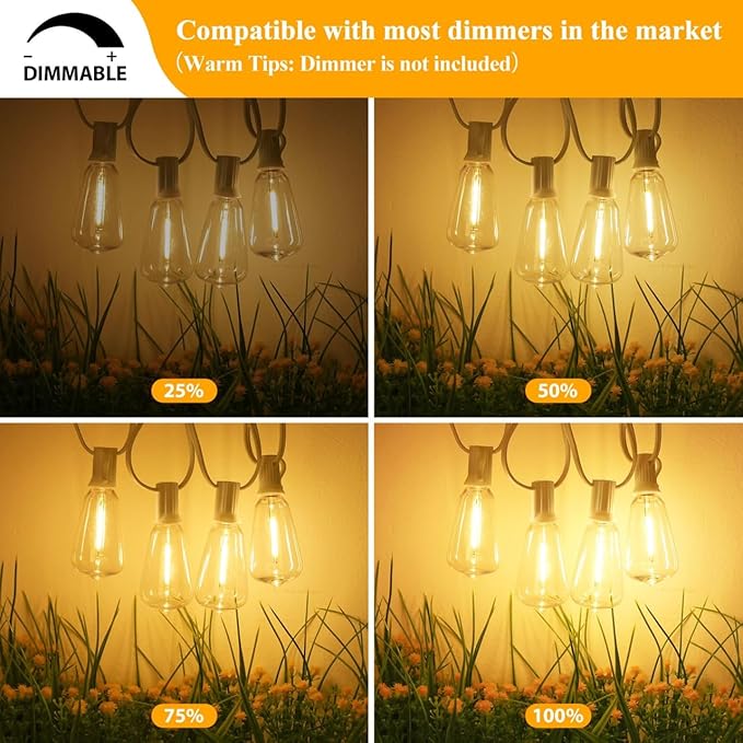 Brightever 50FT Outdoor String Lights Weatherproof, Patio Lights