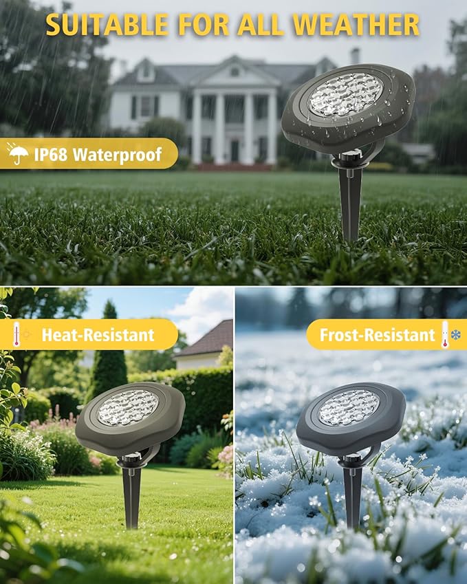 CORESLUX Solar Spot Lights Outdoor Waterproof IP68, 3-in-1 LED Warm Light Solar