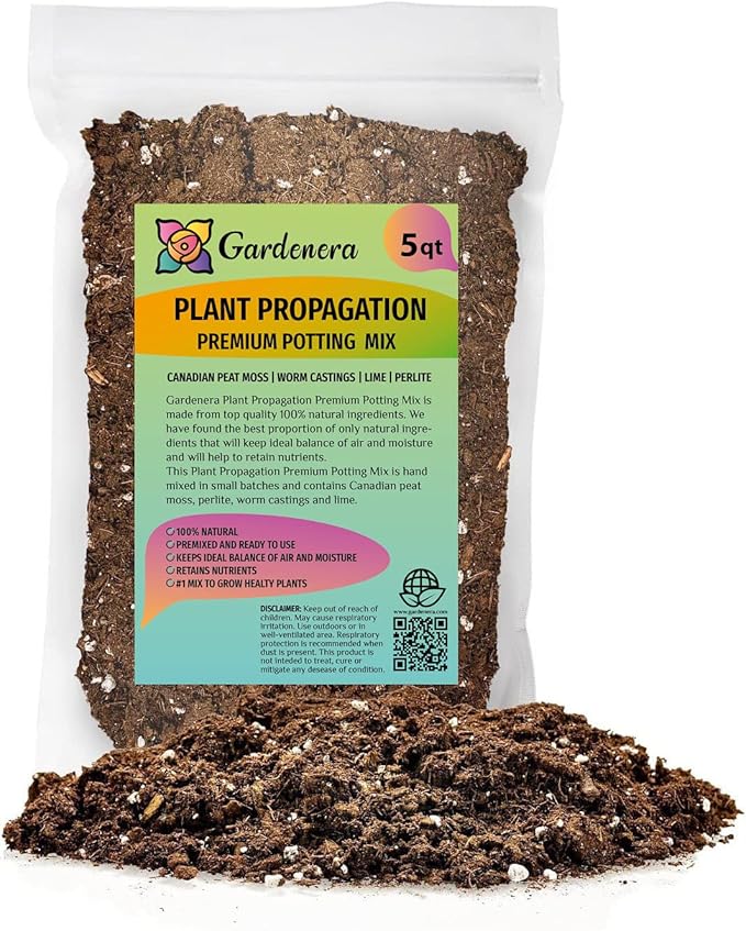Gardenera Organic Plant Propagation Premium Potting Mix - Achieve Ideal Air and Moisture Balance - 5 Quart