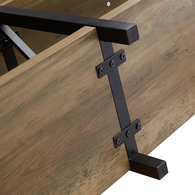 LVB Rustic Console Table, Wood Metal Entryway Table Behind Couch, Industrial Sofa Table with 3 Tier Storage Shelf, Modern Wooden Foyer Hallway Table for Entry Living Room Bedroom, Rustic Oak, 47 Inch