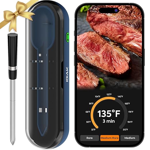 Wireless Meat Thermometer for Grilling and Smoking, CP10 New Gen 500FT Meat Probe Thermometers, Dual Sensor, Dual Alarm, Smart Food Thermometer Probe for BBQ, Oven, Grill, Smoker, Sous Vide