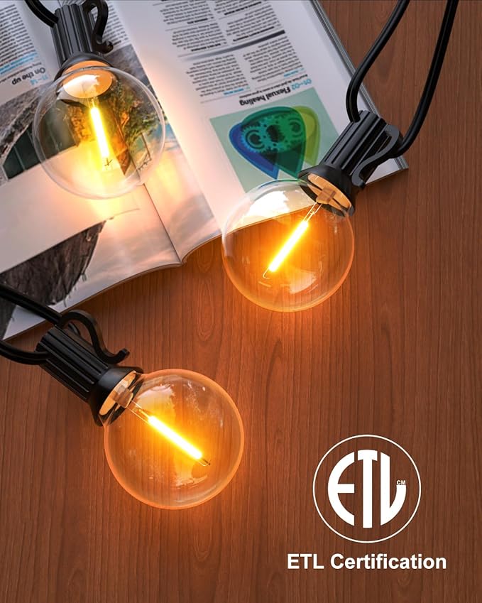 GLUROO 120FT Outdoor String Lights, G40 LED Patio Lights