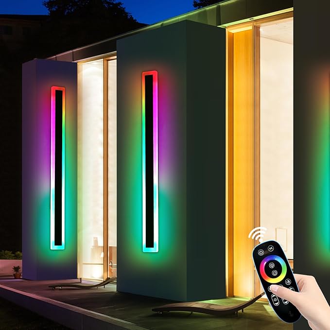 Mikeru Modern Outdoor Light Fixture, 57inch Modern RGB Outdoor Wall Light