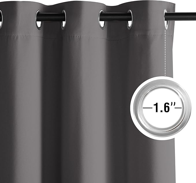 NICETOWN Grey Light Blocking Curtains 45 Inches Long 2 Panels for Living Room, Bedroom, Office Thermal Insulated Blackout Drapes Solid Grommet Noise Reducing Window Curtains, W40