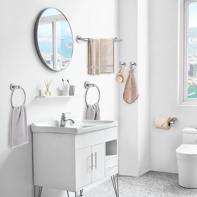 TQKAG Brushed Nickel Bathroom Hardware Set 6-Piece Bathroom Accessory Set 23.6