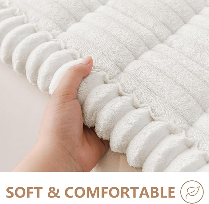 Smiry Couch Cover for Dogs Washable, Non Slip Fuzzy Pet Couch Covers for 3 Cushion Sofa Pet Friendly, Thick Soft Sofa Slipcovers Cushion Protector (White, 27.6" x 59")