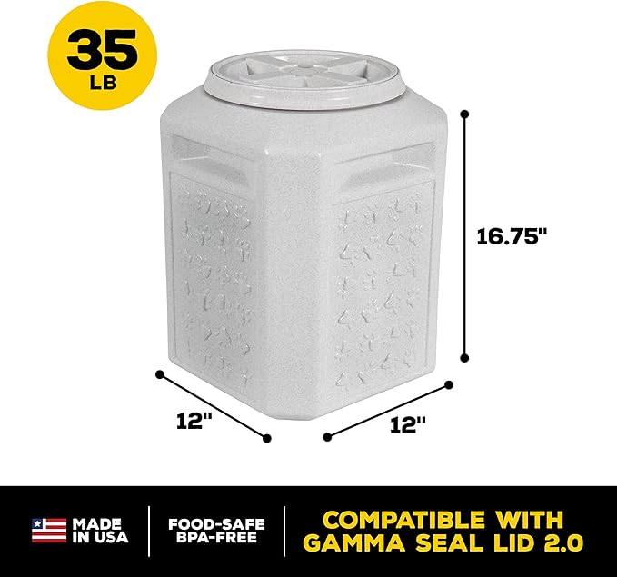 Gamma2 Vittles Vault Pet Food Storage Container Bundle - 50lbs [14" L x 20" H] & 35lbs [12" L x 16.75" H] Airtight Sealed Dog and Cat Food Containers, Made in USA