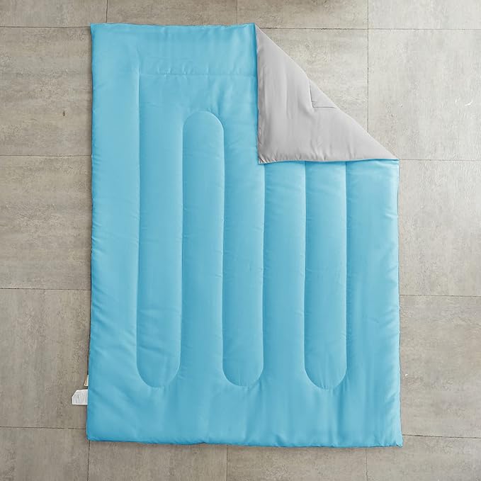 UOZZI BEDDING 4 Pieces Toddler Bedding Set Ultra Soft and Breathable Toddler Sheet Set - Includes Comforter, Flat Sheet, Fitted Sheet and Pillowcase - Blue & Gray