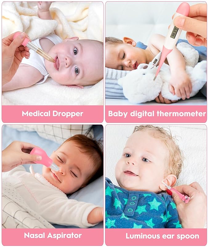 Baby Healthcare and Grooming Kit, Safety Newborn Nursery Baby Care Kit, with Hair Brush Comb, Nail Clipper, Thermometer, Pacifier Clip, Baby Registry Search, Baby Girl Boy Newborn Essentials