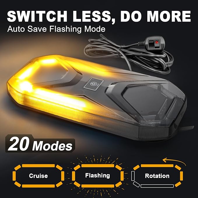 Agrieyes Magnetic Strobe Light for Trucks, 68 LED Amber Emergency Light Bar for