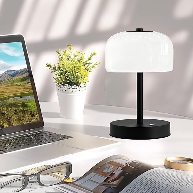 Oneach 9" Small Portable Cordless Table Lamp, 3-Way Dimmable Touch Rechargeable