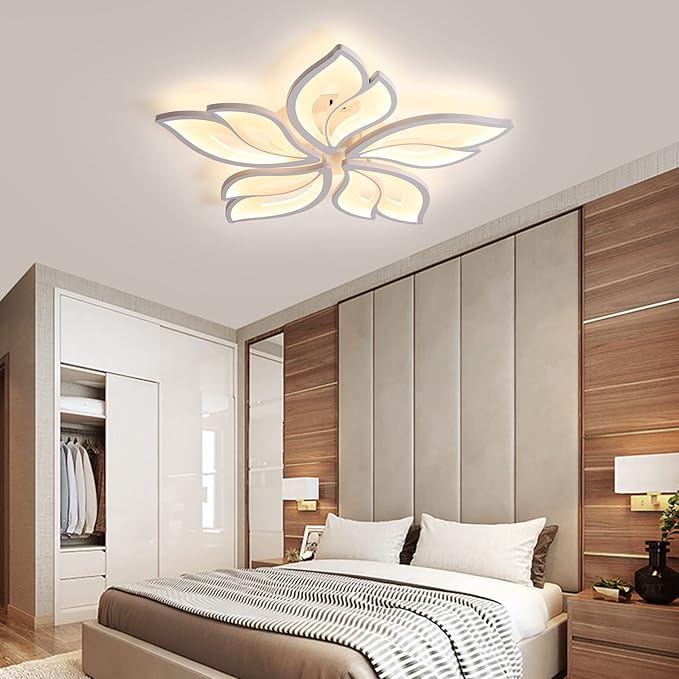 JAYMP 25.6" Flower Shaped Ceiling Light Dimmable Modern Ceiling Lamp Remote