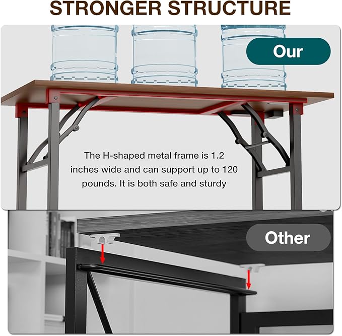 TEMI Small Computer Desk Folding Table - 43.3" Foldable Office Desk, No Assembly, Perfect for Small Spaces in Bedroom, Dorm, or Apartment, Portable Mini Desk or Study Table with Compact Design, Walnut
