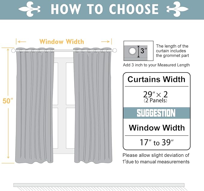 ChrisDowa Small Window Curtains 50 inches Long for Bedroom - Grommet Short Thermal Insulated Room Darkening Curtains for Kitchen (2 Panels, Cappuccino, 29 x 50 Inch)