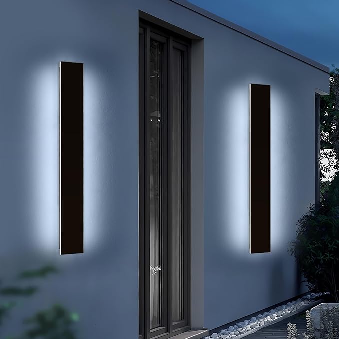 Mikeru Upgraded 2 Pack 47.2" Modern Outdoor Wall Sconce, 4.3" Wide IP65