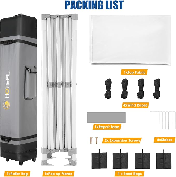 HOTEEL 10x15 Pop up Canopy Tent for Parties, Heavy Duty Easy Setup Tent Without Sidewalls, Outdoor Commercial Instant Gazebo for Wedding Event, with Roller Bag & Sand Bags, White(Hexagonal Frame)