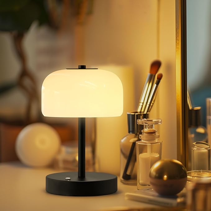 Oneach 9" Small Portable Cordless Table Lamp, 3-Way Dimmable Touch Rechargeable