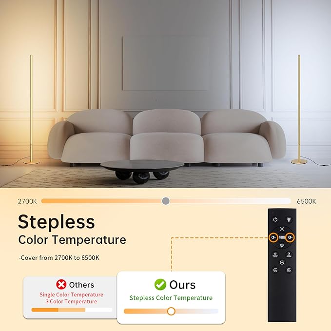 Marlrin Minimalist Corner Floor Lamp 2700K-6500K Dimmable