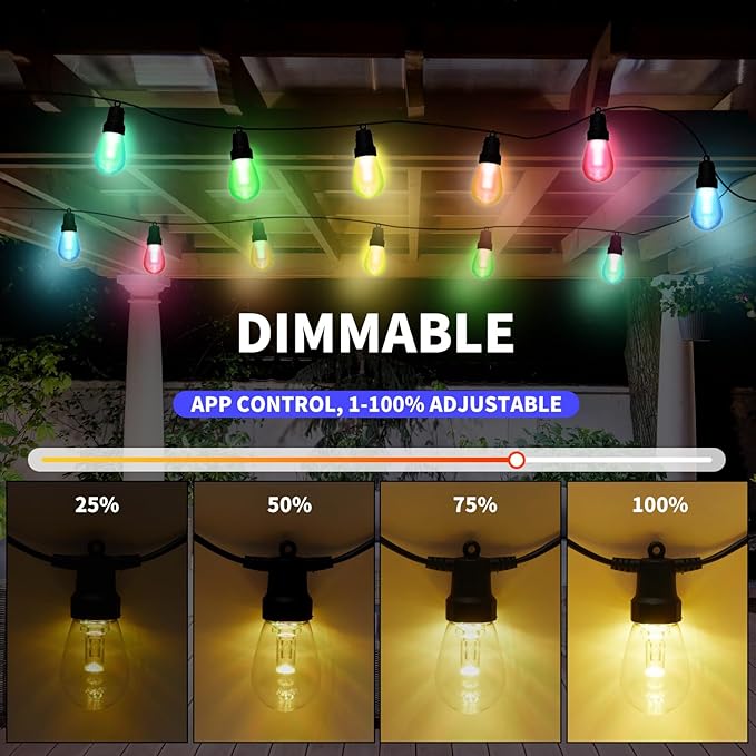 Outdoor String Lights 50FT, Outdoor Lights