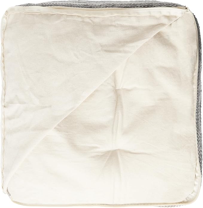 REDEARTH · Tufted Pouf Ottoman with Filler Textured Storage Cube Bean Bag Pouffe Footrest for Living Room, Bedroom, Nursery, Kidsroom; 100% Cotton (17.5"X17.5"X17.5", Melange Delight Gray)